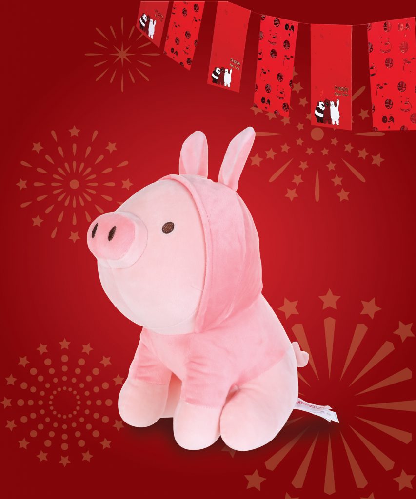 Pig Plush Toy in Bunny Costume available at Miniso.