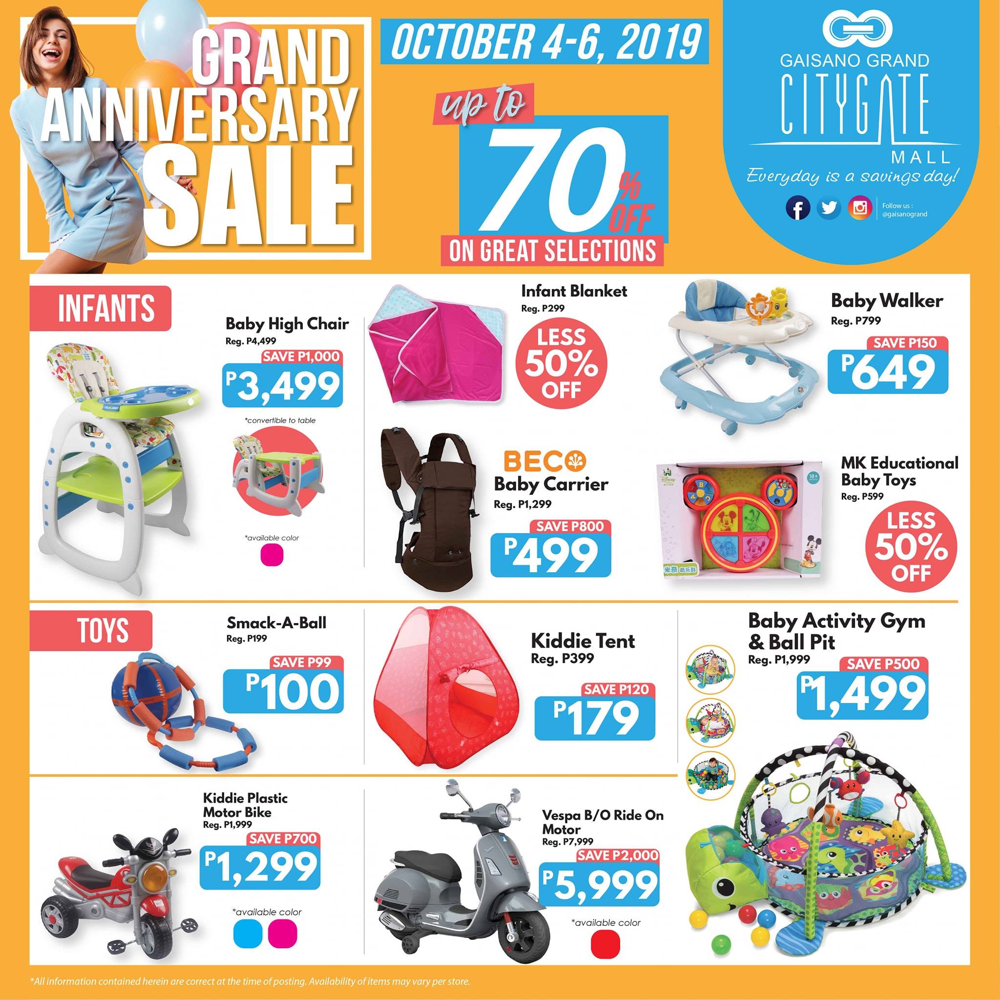 Gaisano Grand Aniversary Sale: Baby and Kids Items on Sale