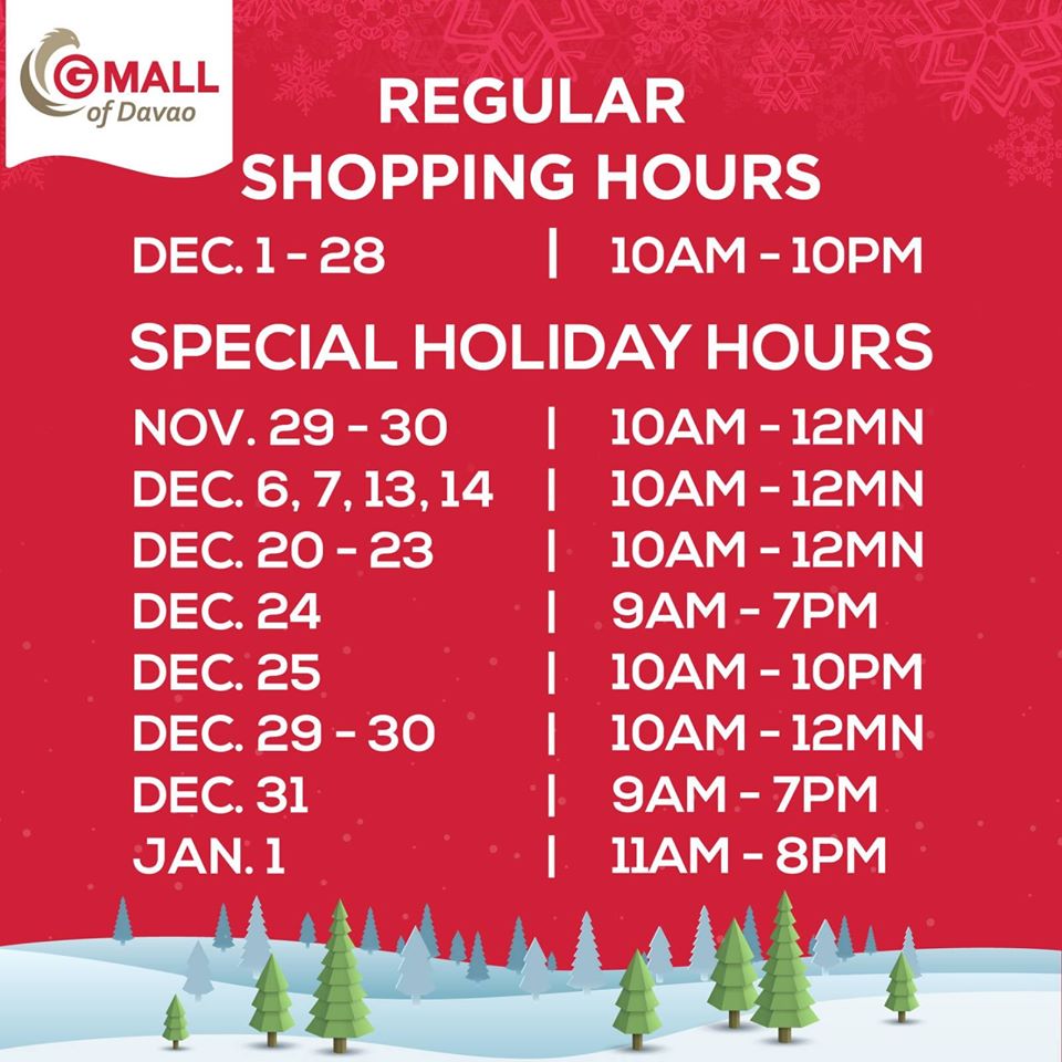 Gaisano Mall of Davao Extended Hours Christmas 2019