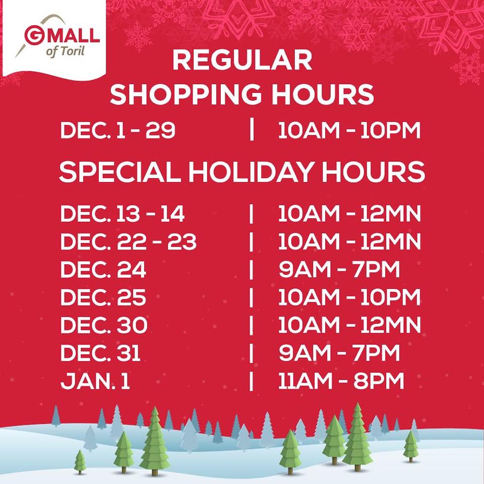 Gaisano Mall of Davao Extended Hours Christmas 2019