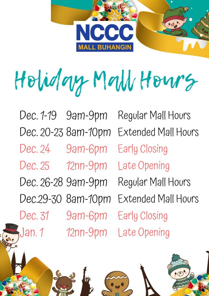 NCCC Buhangin Mall Hours Christmas 2019 My Davao City