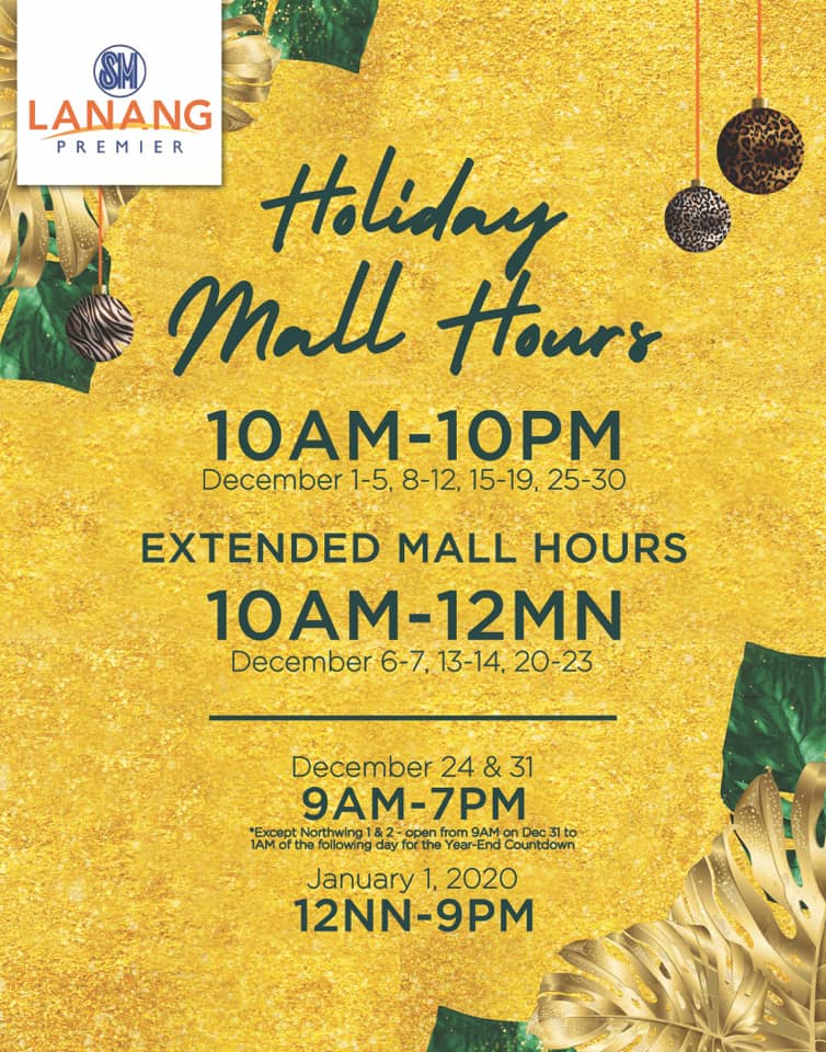 SM Lanang Premier Mall Hours Christmas 2019